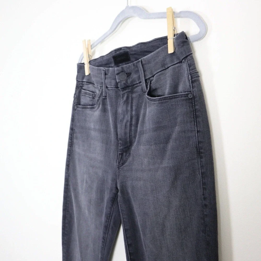 MOTHER Size 23 High Waisted Looker Ankle Fray Jeans Lighting Up Lanterns Black - Picture 5 of 11